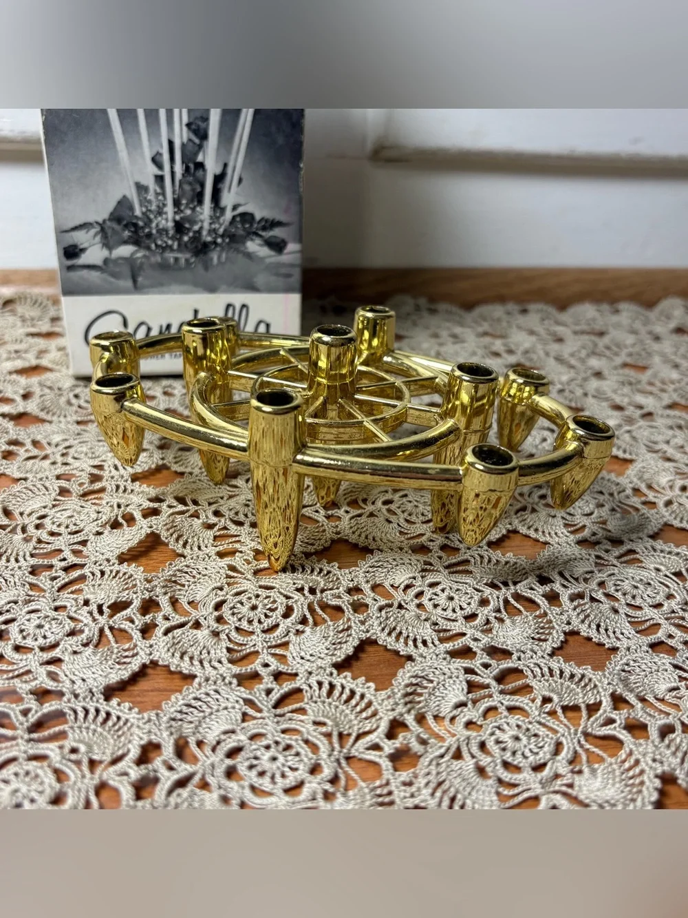 Vintage MCM Candella Flower Taper Candelabra Flower Frog Candle Holder Decor